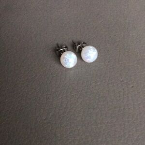 White Pearl Stud Earrings Minimalist Jewelry